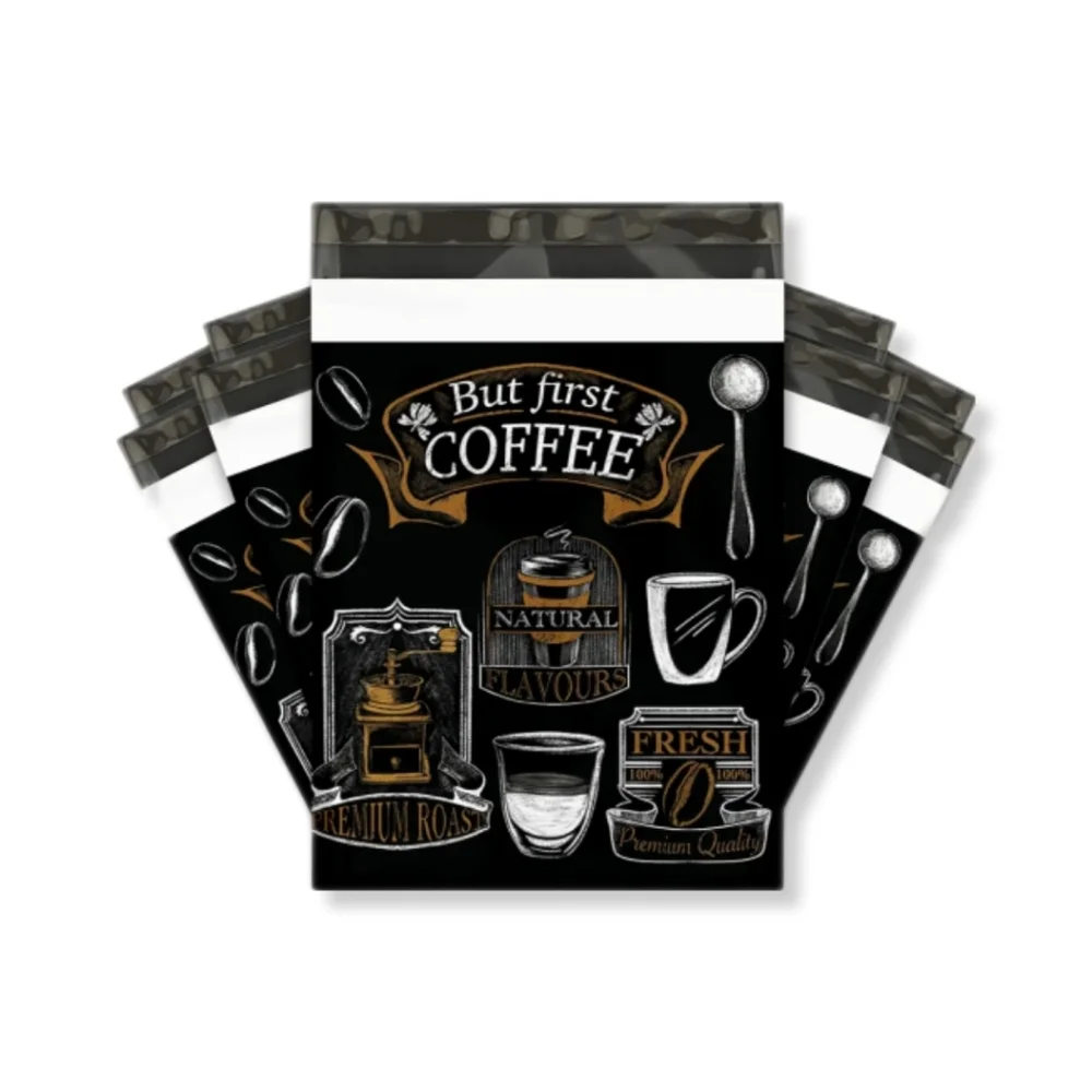 10x13 Coffee Shop Designer PolyMailers self adhesive Shipping Bags (10pk)